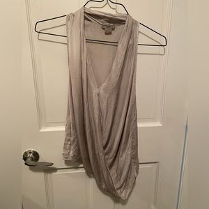 Helmut Lang sleeve less draped V neck blouse